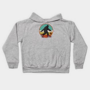 bigfoot plays basketball Kids Hoodie